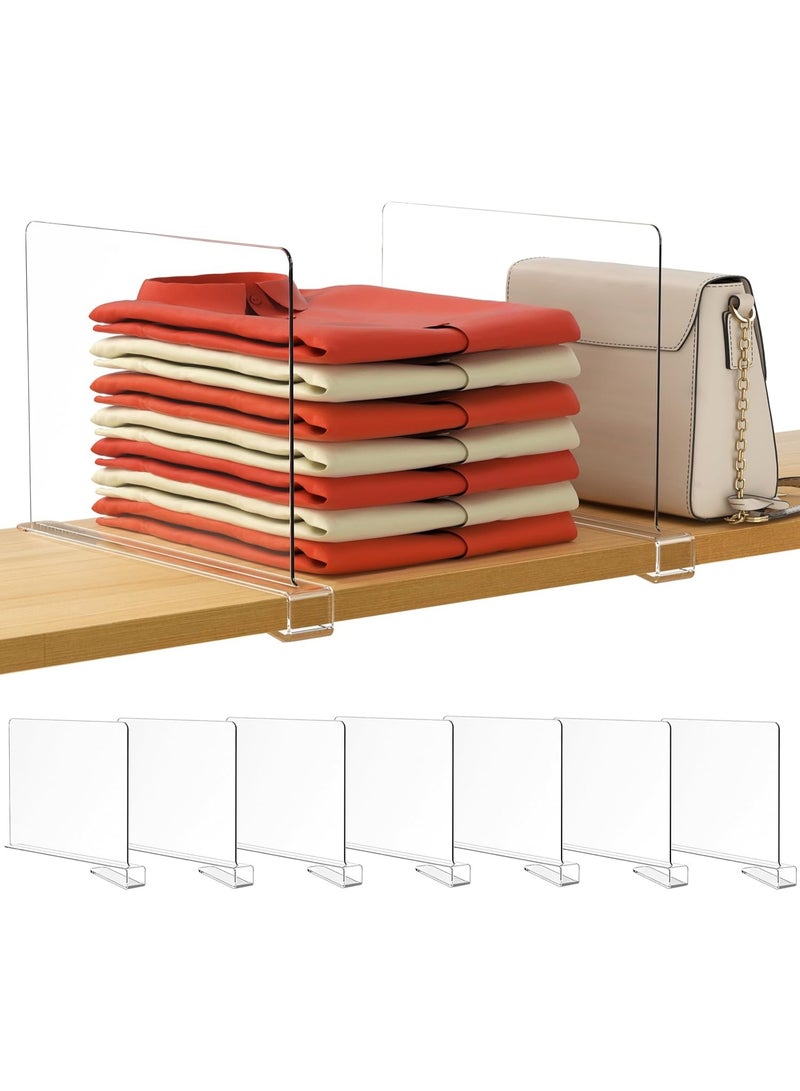 7 Pack Clear Shelf Dividers, Vertical Purse Organizer for Closet Perfect for Sweater, Shirts, Handbags in Bedroom and Kitchen, Adjustable Acrylic Bookshelf for Organization - Image 1